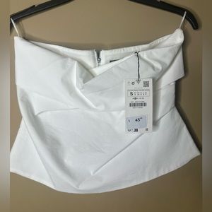 ZARA WHITE PLEATED TOP